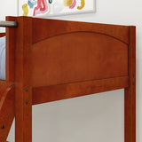 EASY RIDER CP : Standard Loft Beds Twin Low Loft Bed with Angled Ladder on Front, Panel, Chestnut
