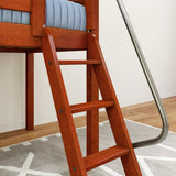 EASY RIDER CP : Standard Loft Beds Twin Low Loft Bed with Angled Ladder on Front, Panel, Chestnut