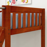 EASY RIDER CS : Standard Loft Beds Twin Low Loft Bed with Angled Ladder on Front, Slat, Chestnut