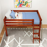 EASY RIDER CS : Standard Loft Beds Twin Low Loft Bed with Angled Ladder on Front, Slat, Chestnut