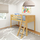 EASY RIDER NP : Standard Loft Beds Twin Low Loft Bed with Angled Ladder on Front, Panel, Natural