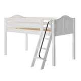 EASY RIDER WC : Standard Loft Beds Twin Low Loft Bed with Angled Ladder on Front, Curve, White