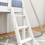 EASY RIDER WP : Standard Loft Beds Twin Low Loft Bed with Angled Ladder on Front, Panel, White