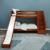 ECSTATIC CP : Play Bunk Beds Twin Medium Bunk Bed with Stairs + Slide, Slat, Panel, Chestnut
