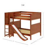 EMPIRE CP : Play Bunk Beds Full High Bunk Bed with Slide Platform, Panel, Chestnut