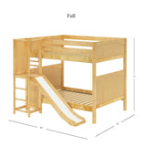 EMPIRE NP : Play Bunk Beds Full High Bunk Bed with Slide Platform, Panel, Natural