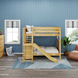 EMPIRE NP : Play Bunk Beds Full High Bunk Bed with Slide Platform, Panel, Natural