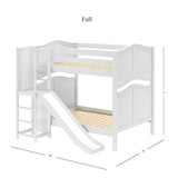 EMPIRE WC : Play Bunk Beds Full High Bunk Bed with Slide Platform, Curve, White