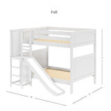 EMPIRE WP : Play Bunk Beds Full High Bunk Bed with Slide Platform, Panel, White