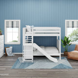 EMPIRE WP : Play Bunk Beds Full High Bunk Bed with Slide Platform, Panel, White