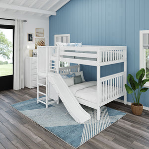 EMPIRE NS : Play Bunk Beds Full High Bunk Bed with Slide Platform, Slat, Natural