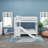 EMPIRE WS : Play Bunk Beds Full High Bunk Bed with Slide Platform, Slat, White