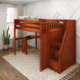 ENORMOUS15 CP : Storage & Study Loft Beds Full High Loft Bed with Stairs + Corner Desk, Panel, Chestnut