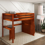 ENORMOUS15 CS : Storage & Study Loft Beds Full High Loft Bed with Stairs + Corner Desk, Slat, Chestnut