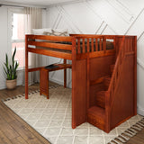 ENORMOUS15 XL CS : Storage & Study Loft Beds Full XL High Loft Bed with Stairs + Corner Desk, Slat, Chestnut