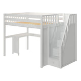 ENORMOUS15 XL WS : Storage & Study Loft Beds Full XL High Loft Bed with Stairs + Corner Desk, Slat, White