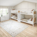 EXCELLENT MWS : Quad Bunk Modern Twin High Quadruple Bunk Bed with Stairs