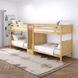 EXCELLENT NP : Multiple Bunk Beds Twin High Quadruple Bunk Bed with Stairs, Panel, Natural
