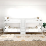 EXCELLENT WC : Multiple Bunk Beds Twin High Quadruple Bunk Bed with Stairs, Curve, White