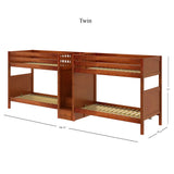 EXCELLENT XL CP : Multiple Bunk Beds Twin XL Quadruple Bunk Bed with Stairs, Panel, Chestnut