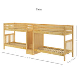 EXCELLENT XL NS : Multiple Bunk Beds Twin XL Quadruple Bunk Bed with Stairs, Slat, Natural