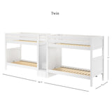 EXCELLENT XL WP : Multiple Bunk Beds Twin XL Quadruple Bunk Bed with Stairs, Panel, White