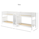 EXCELLENT XL WS : Multiple Bunk Beds Twin XL Quadruple Bunk Bed with Stairs, Slat, White
