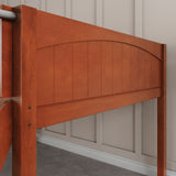 FANTASTIC CP : Loft Bed Full Low Loft Bed with Slide and Angled Ladder on Front, Chestnut Panel