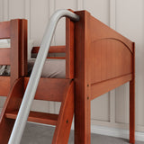 FANTASTIC CP : Loft Bed Full Low Loft Bed with Slide and Angled Ladder on Front, Chestnut Panel