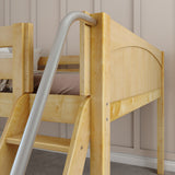 FANTASTIC NP : Loft Bed Full Low Loft Bed with Slide and Angled Ladder on Front, Natural Birch Panel