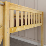 FANTASTIC NS : Loft Bed Full Low Loft Bed with Slide and Angled Ladder on Front, Natural Birch Slats