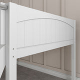 FANTASTIC WP : Loft Bed Full Low Loft Bed with Slide and Angled Ladder on Front, Classic White Panel