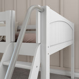 FANTASTIC WP : Loft Bed Full Low Loft Bed with Slide and Angled Ladder on Front, Classic White Panel