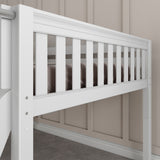 FANTASTIC WS : Loft Bed Full Low Loft Bed with Slide and Angled Ladder on Front, Classic White Slats