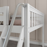 FANTASTIC WS : Loft Bed Full Low Loft Bed with Slide and Angled Ladder on Front, Classic White Slats