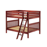 FAT XL CS : Classic Bunk Beds Full XL Medium Bunk Bed with Angled Ladder on Front, Slat, Chestnut