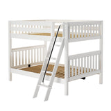FAT XL WS : Classic Bunk Beds Full XL Medium Bunk Bed with Angled Ladder on Front, Slat, White