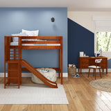 FILIHANKAT CP : Play Loft Beds Twin High Loft Bed with Slide Platform, Panel, Chestnut