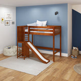 FILIHANKAT CS : Play Loft Beds Twin High Loft Bed with Slide Platform, Slat, Chestnut