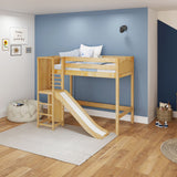 FILIHANKAT NP : Play Loft Beds Twin High Loft Bed with Slide Platform, Panel, Natural