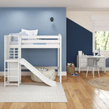 FILIHANKAT WC : Play Loft Beds Twin High Loft Bed with Slide Platform, Curve, White