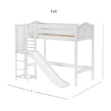 FILIHANKAT WC : Play Loft Beds Twin High Loft Bed with Slide Platform, Curve, White