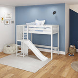 FILIHANKAT WS : Play Loft Beds Twin High Loft Bed with Slide Platform, Slat, White