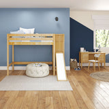 FILIOCUS NP : Play Loft Beds Twin High Loft Bed with Slide Platform, Panel, Natural