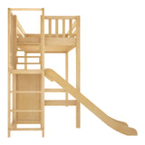FILIOCUS NP : Play Loft Beds Twin High Loft Bed with Slide Platform, Panel, Natural