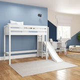 FILIOCUS WP : Play Loft Beds Twin High Loft Bed with Slide Platform, Panel, White