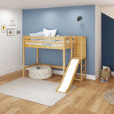 FILIOCUS XL NP : Play Loft Beds Twin XL High Loft Bed with Slide Platform, Panel, Natural
