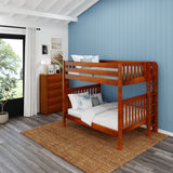 FIT 1 CS : Classic Bunk Beds Med. High Bunk w/ Straight Ladder on End, Slat, Chestnut