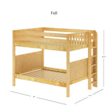 FIT 1 NP : Classic Bunk Beds Med. High Bunk w/ Straight Ladder on End, Panel, Natural