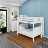 FIT 1 WP : Classic Bunk Beds Med. High Bunk w/ Straight Ladder on End, Panel, White